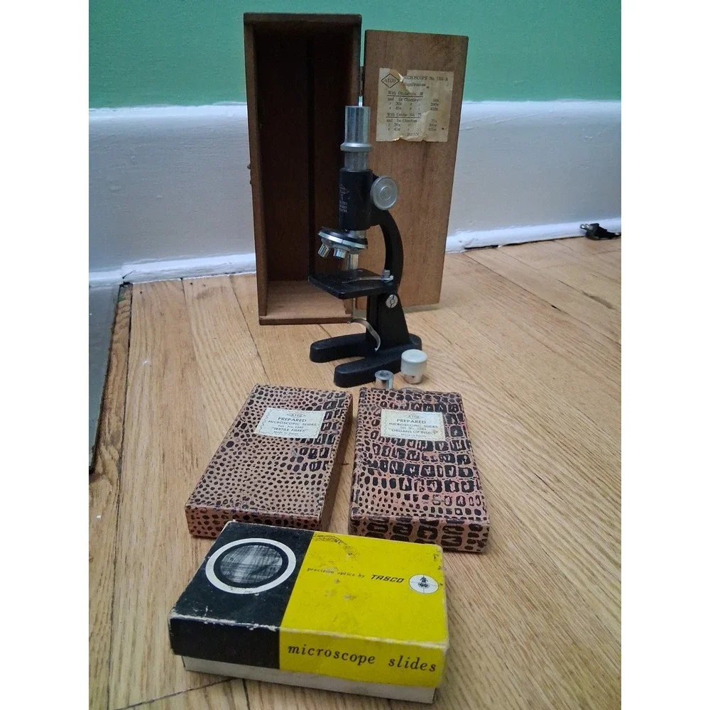 Vintage ATCO Microscope No. 1364-B, made in Japan.